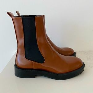 Zara Brown Leather Chelsea Ankle Boot